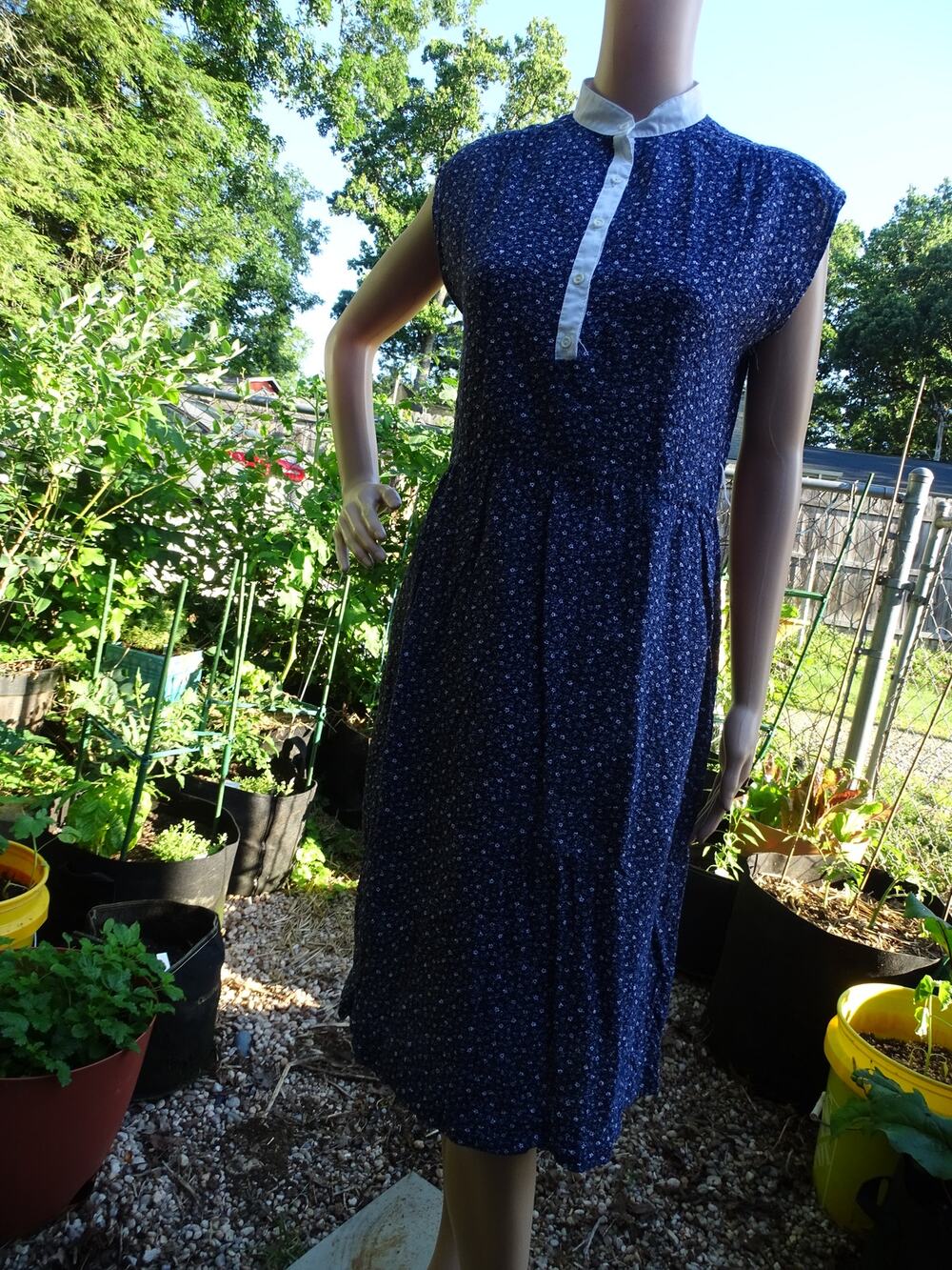 Vintage 70s Jody T California Prairie Dress Blue Floral Cottagecore Midi 5